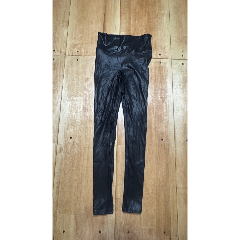 Spanx Faux‎ Leather Leggings Black High Waist Compression Size Small S/P
